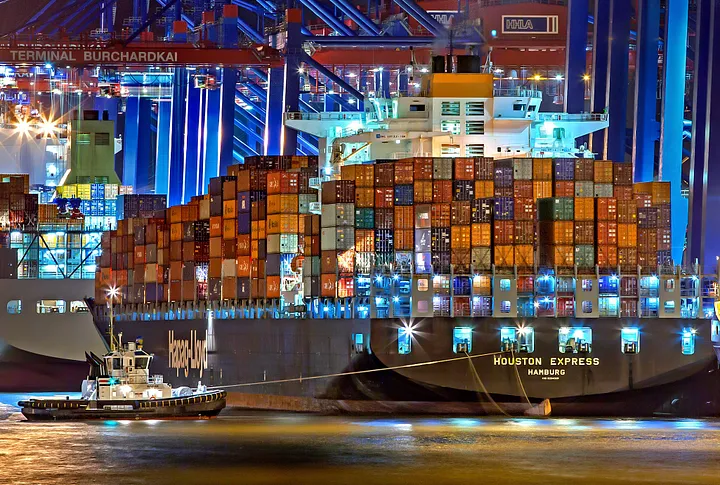Ship with containers